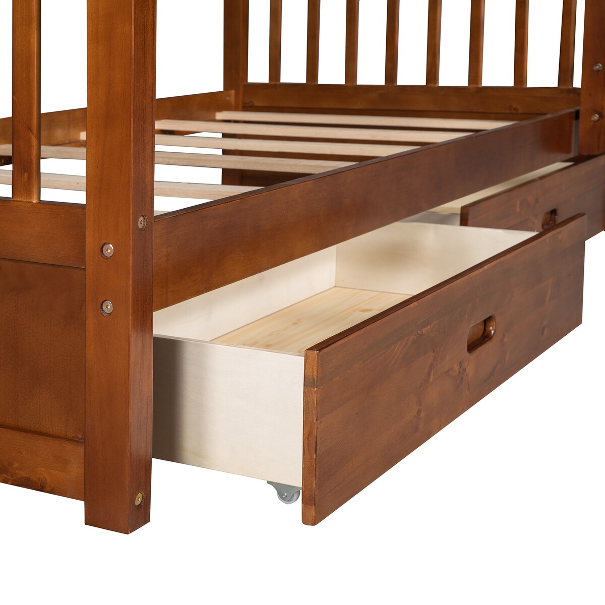 Clihome Wood Twin-Over-Twin Bunk Bed with Ladders