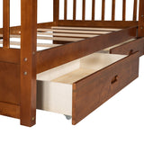 Clihome Wood Twin-Over-Twin Bunk Bed with Ladders