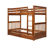 Clihome Wood Twin-Over-Twin Bunk Bed with Ladders