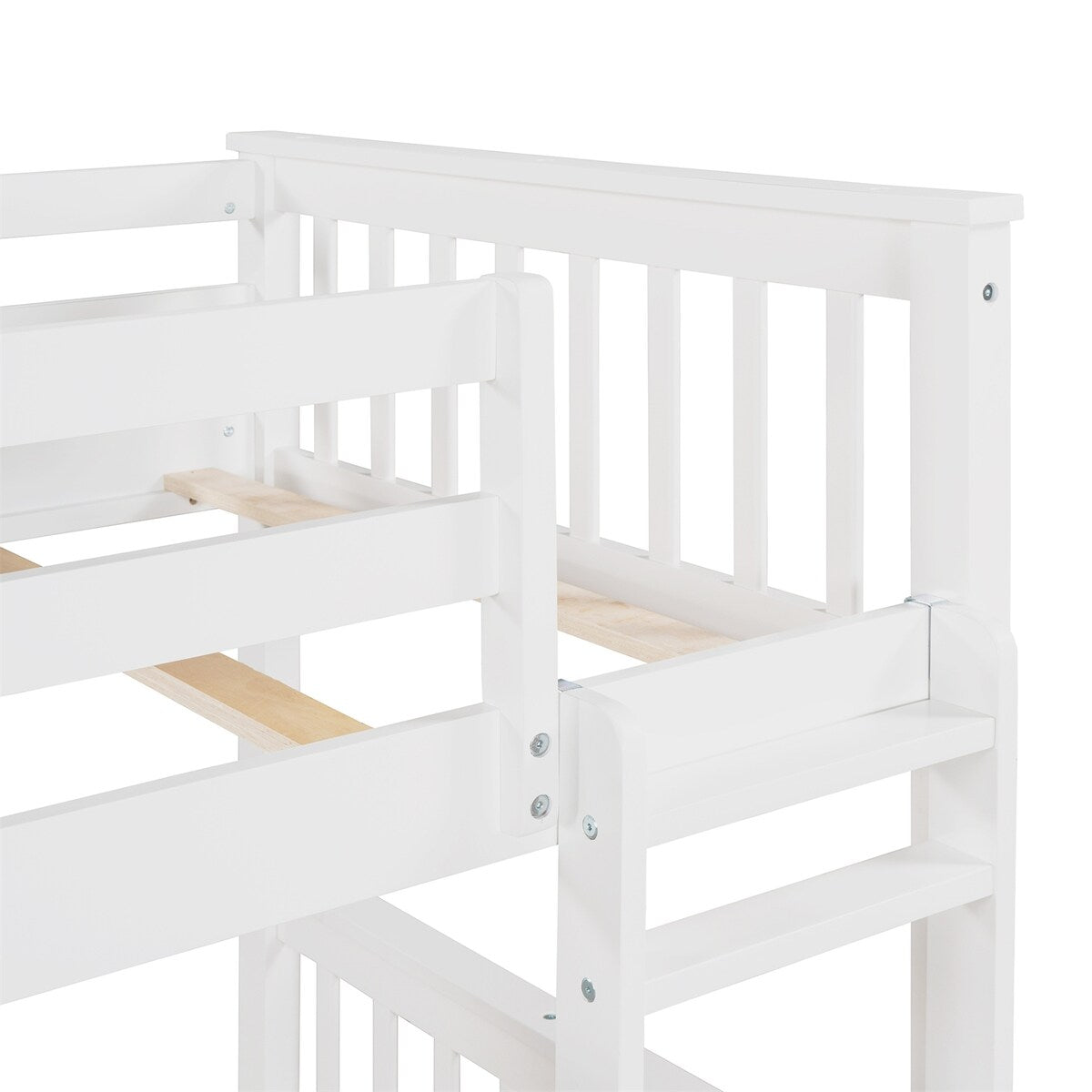 Clihome Wood Twin-Over-Twin Bunk Bed with Ladders