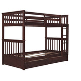 Clihome Wood Twin-Over-Twin Bunk Bed with Ladders