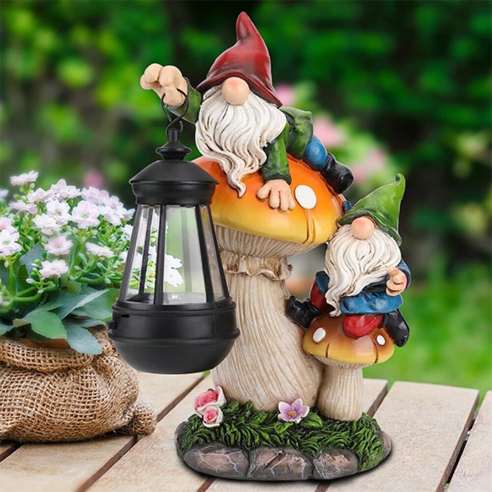 Climbing Gnomes With Solar Lantern Ornament