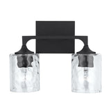 Clint 2-light Black Iron Bath/ Vanity Fixture w/ Clear Water Glass