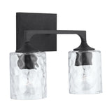 Clint 2-light Black Iron Bath/ Vanity Fixture w/ Clear Water Glass