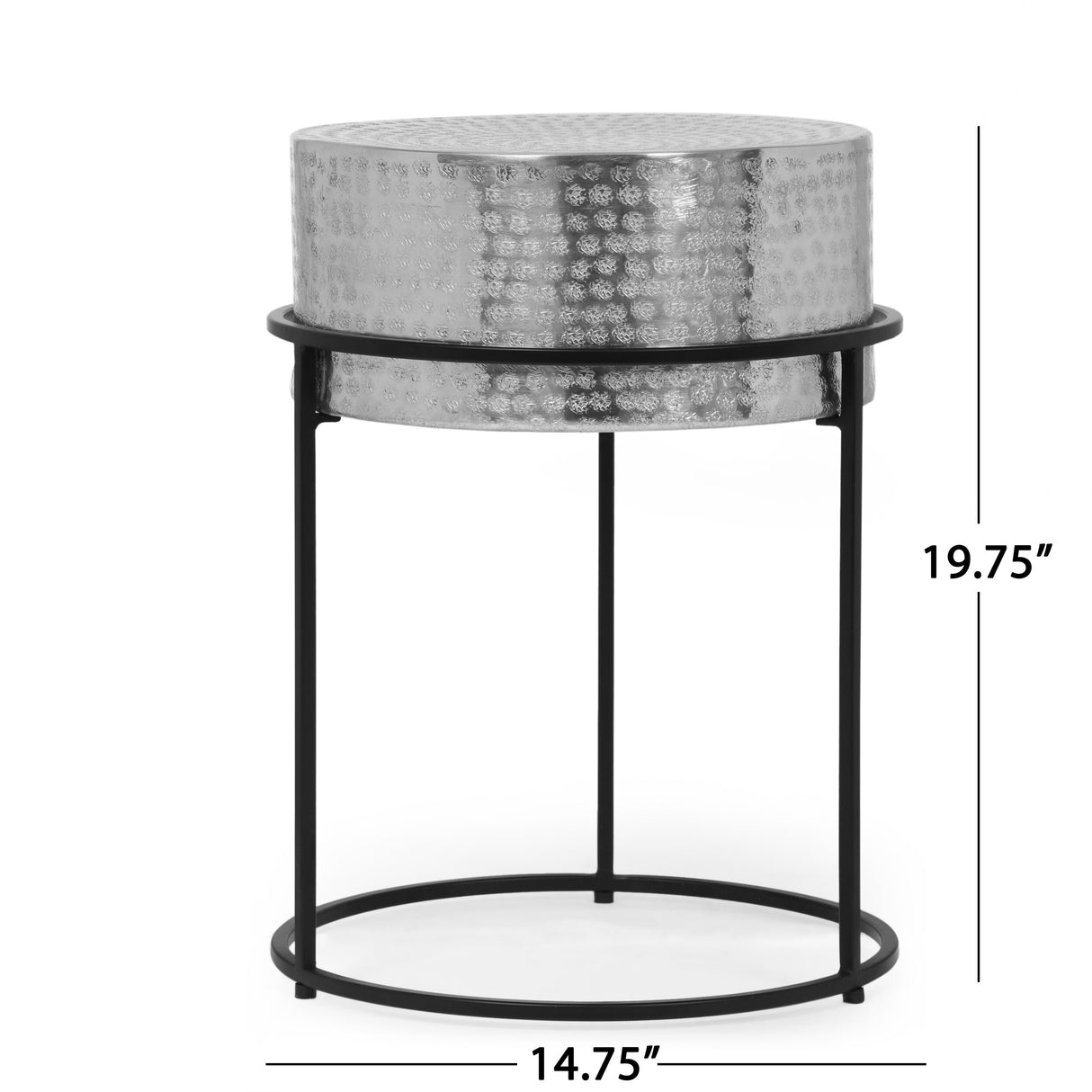 Clopton Modern Handcrafted Aluminum Round Side Table by Christopher Knight Home - 14.75" L x 14.75" W x 19.75" H
