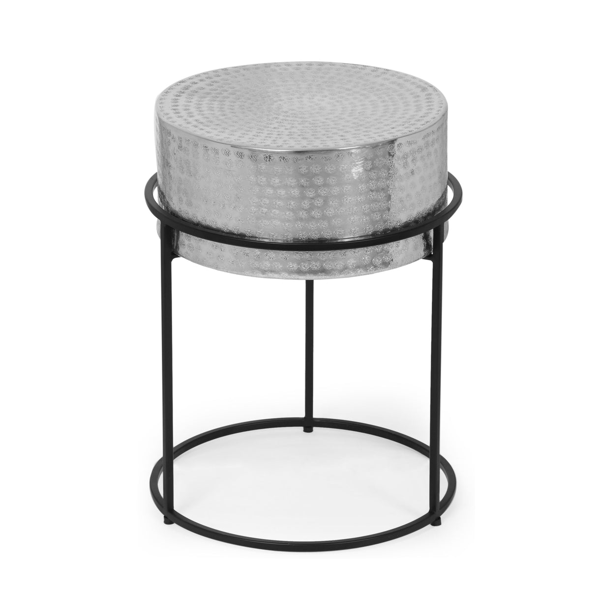 Clopton Modern Handcrafted Aluminum Round Side Table by Christopher Knight Home - 14.75" L x 14.75" W x 19.75" H
