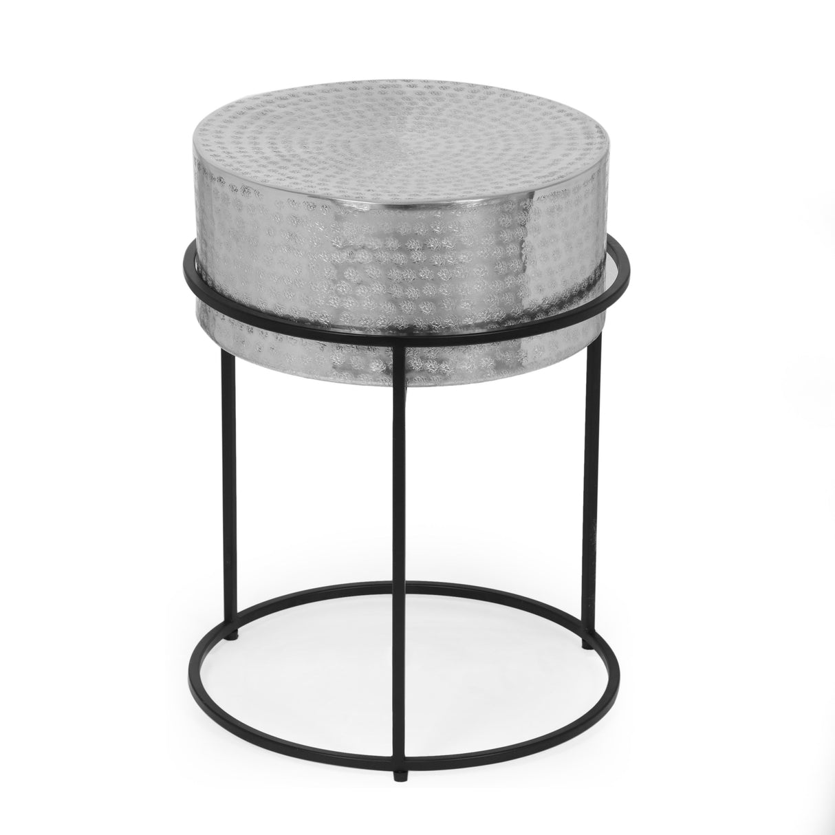 Clopton Modern Handcrafted Aluminum Round Side Table by Christopher Knight Home - 14.75" L x 14.75" W x 19.75" H