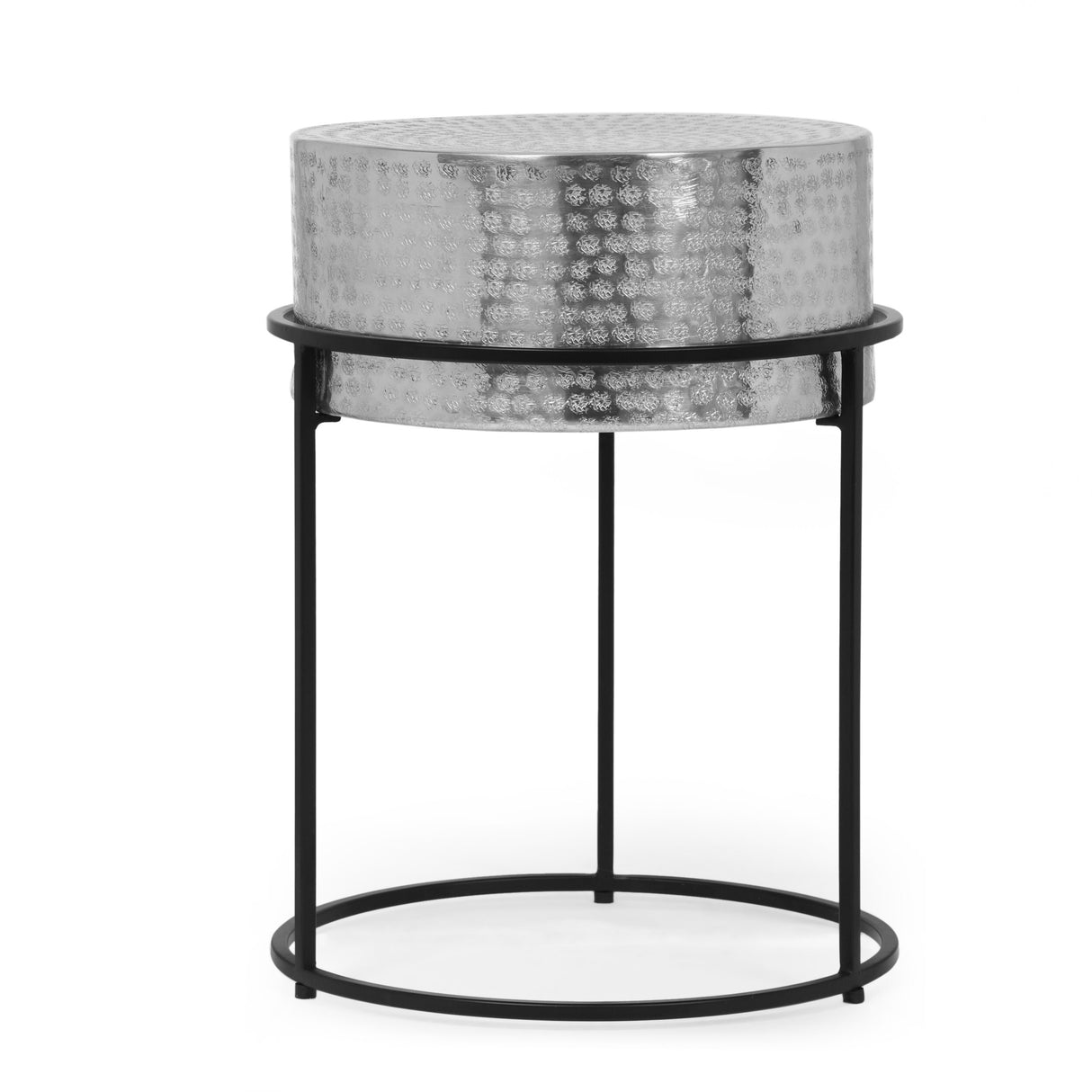 Clopton Modern Handcrafted Aluminum Round Side Table by Christopher Knight Home - 14.75" L x 14.75" W x 19.75" H