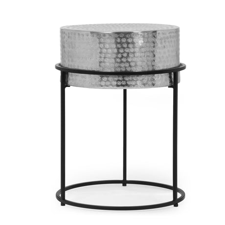Clopton Modern Handcrafted Aluminum Round Side Table by Christopher Knight Home - 14.75" L x 14.75" W x 19.75" H
