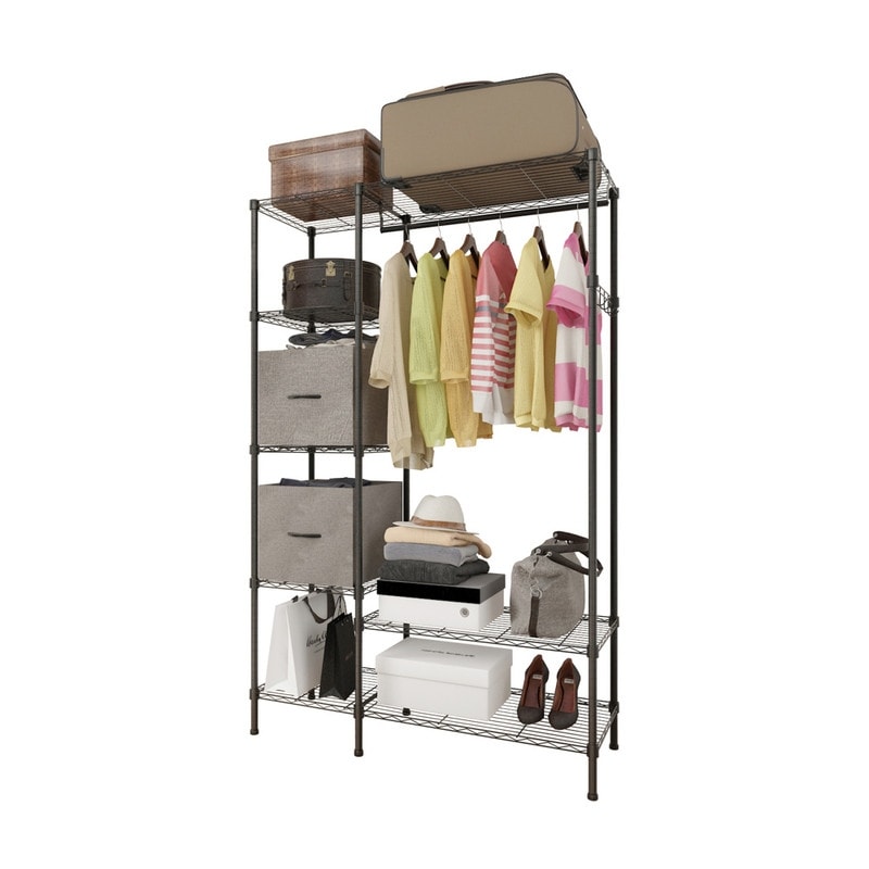 Closet Organizer Metal Garment Rack Portable Clothes Hanger