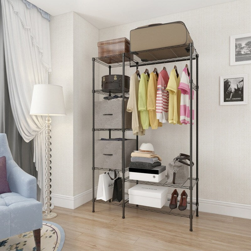 Closet Organizer Metal Garment Rack Portable Clothes Hanger