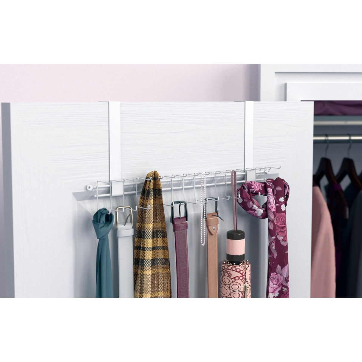 ClosetMaid White Wire Over-the-Door Tie & Belt Rack