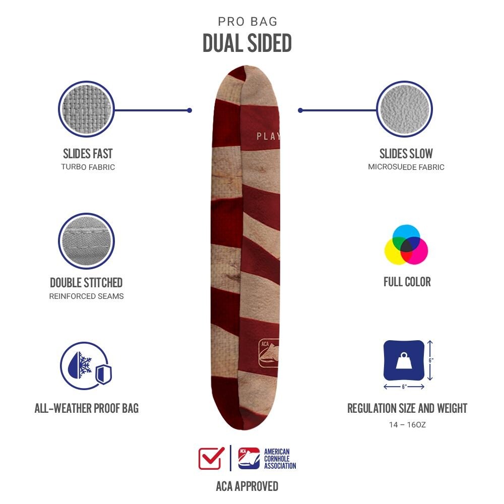 Cloth American Flag Red Dual Sided Cornhole Bags