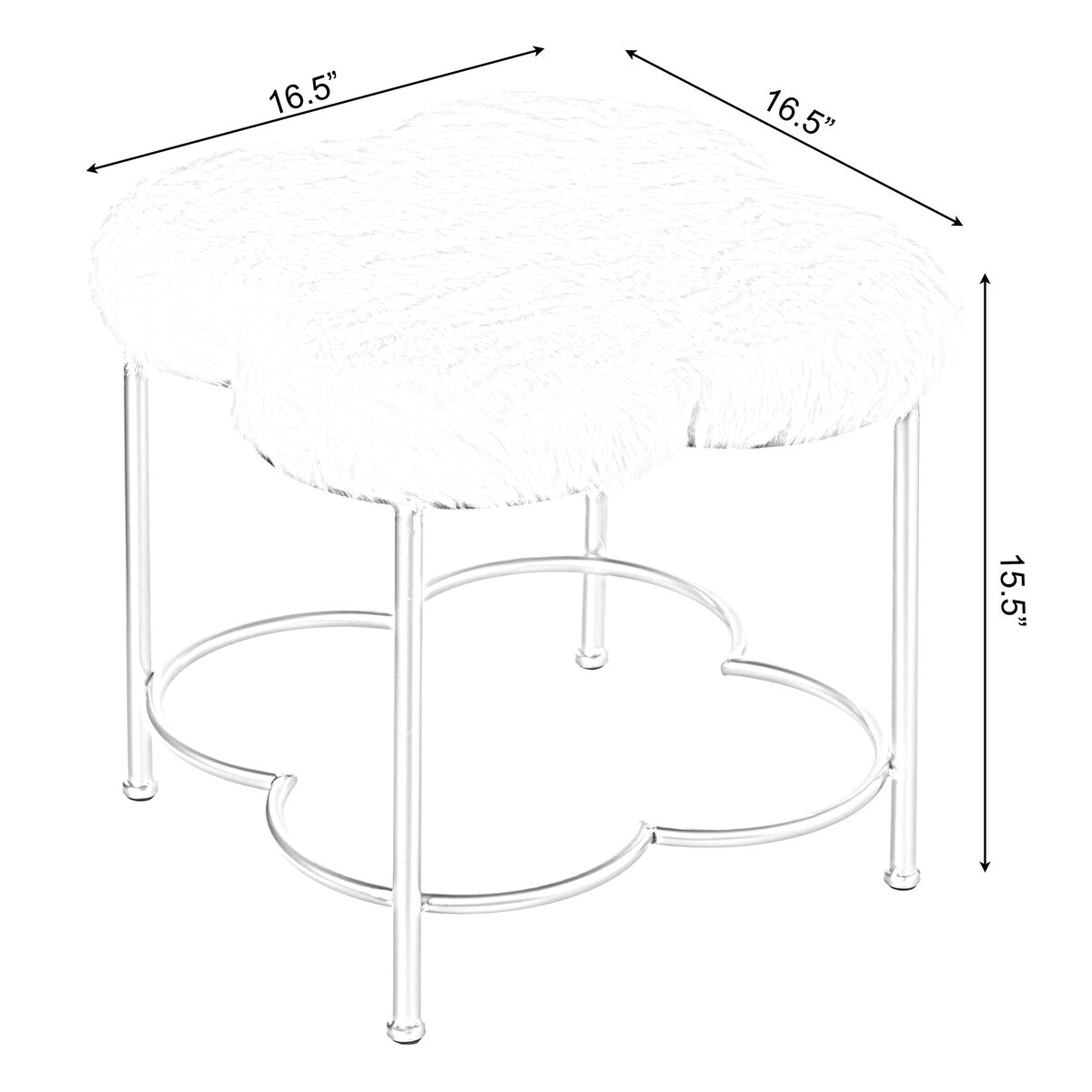 Cloud Shaped White Fur Gold Vanity Stool