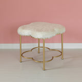 Cloud Shaped White Fur Gold Vanity Stool
