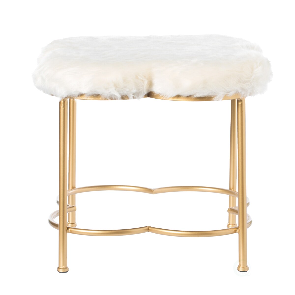 Cloud Shaped White Fur Gold Vanity Stool