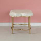 Cloud Shaped White Fur Gold Vanity Stool