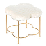 Cloud Shaped White Fur Gold Vanity Stool