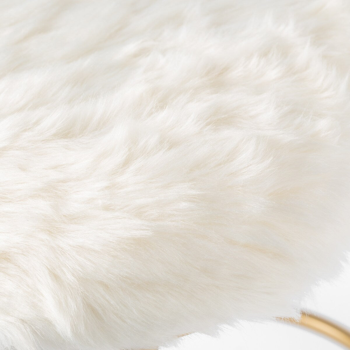 Cloud Shaped White Fur Gold Vanity Stool