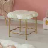 Cloud Shaped White Fur Gold Vanity Stool
