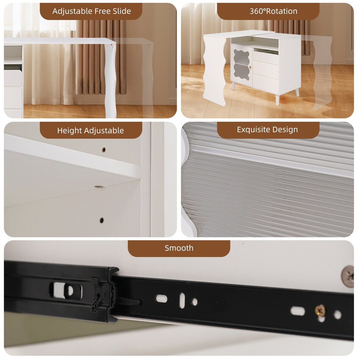 Cloud Wave Extendable Sofa Bar Table Cabinet Behind Couch Pub Table with LED