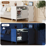 Cloud Wave Extendable Sofa Bar Table Cabinet Behind Couch Pub Table with LED