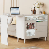 Cloud Wave Extendable Sofa Bar Table Cabinet Behind Couch Pub Table with LED