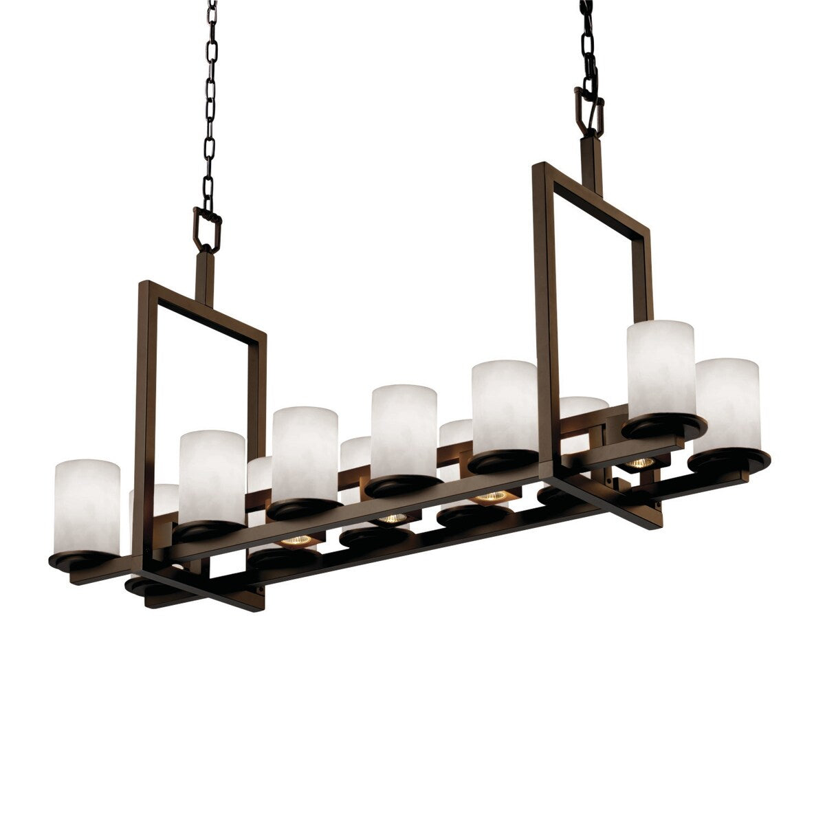 Clouds Dakota Matte Dark Bronze Chandelier (Short), Clouds Cylinder w/ Flat Rim Shade