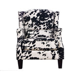 Black/White Microfiber/Pine/Foam Cow Club Chair