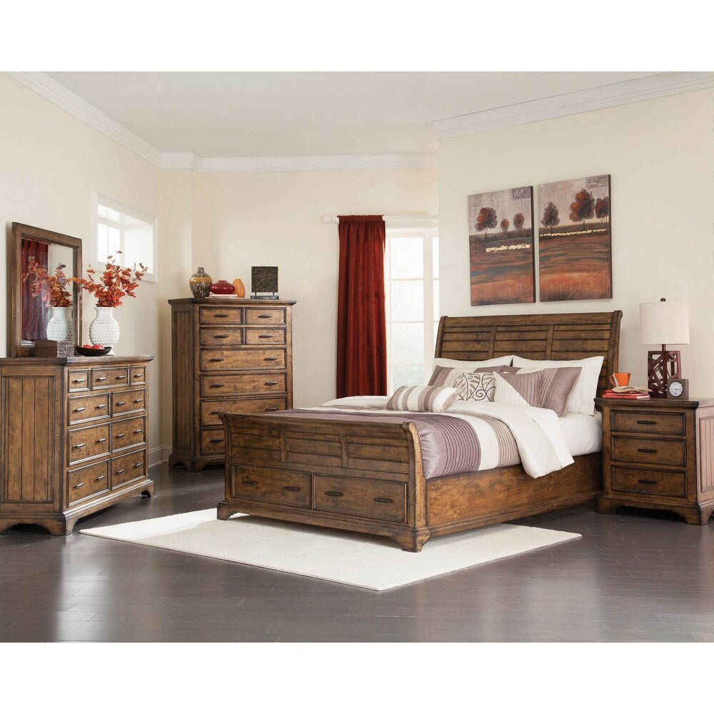 Clydesdale Vintage Bourbon 5-piece Bedroom Set with 2 Nightstands