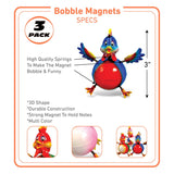 CoTa Global Fat Rooster Refrigerator Bobble Magnets Set of 3