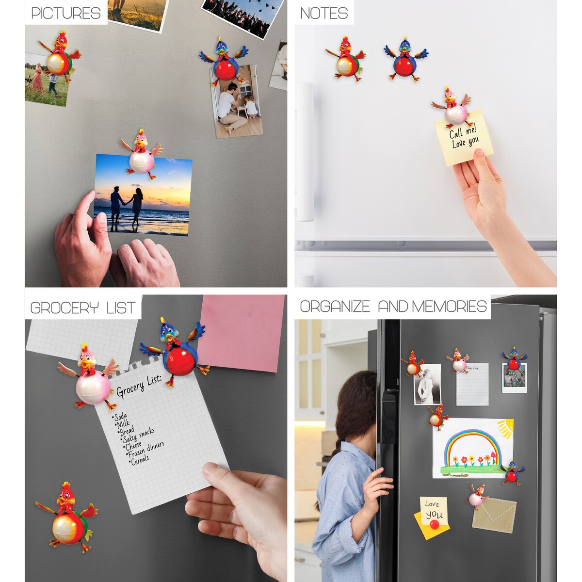 CoTa Global Fat Rooster Refrigerator Bobble Magnets Set of 3
