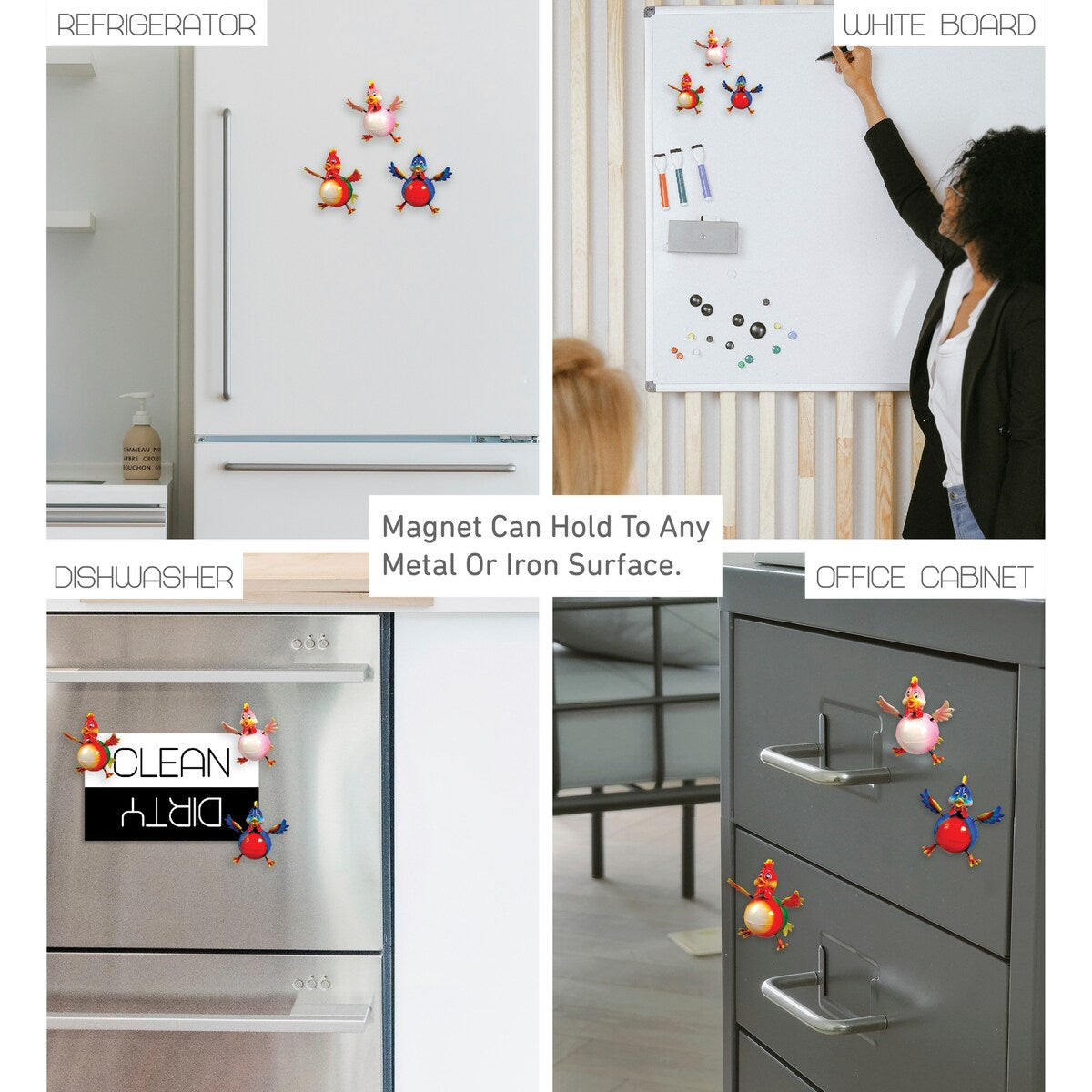 CoTa Global Fat Rooster Refrigerator Bobble Magnets Set of 3