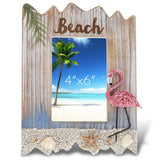 CoTa Global Flamingo Beach 4x6 Frame - White Distressed Wood Seashell - 10 x 7.75 x 1 inches