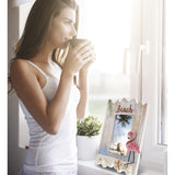 CoTa Global Flamingo Beach 4x6 Frame - White Distressed Wood Seashell - 10 x 7.75 x 1 inches