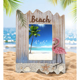 CoTa Global Flamingo Beach 4x6 Frame - White Distressed Wood Seashell - 10 x 7.75 x 1 inches