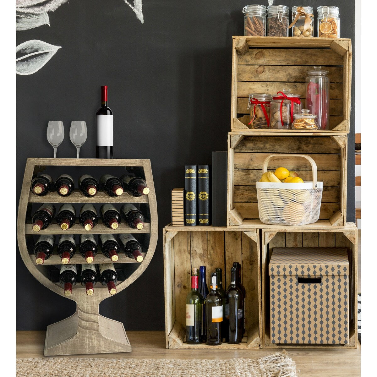 CoTa Global Modern Wine Glass Shaped Wall Mounted Wine Rack - 21 x 7.7 x 31.3 inches