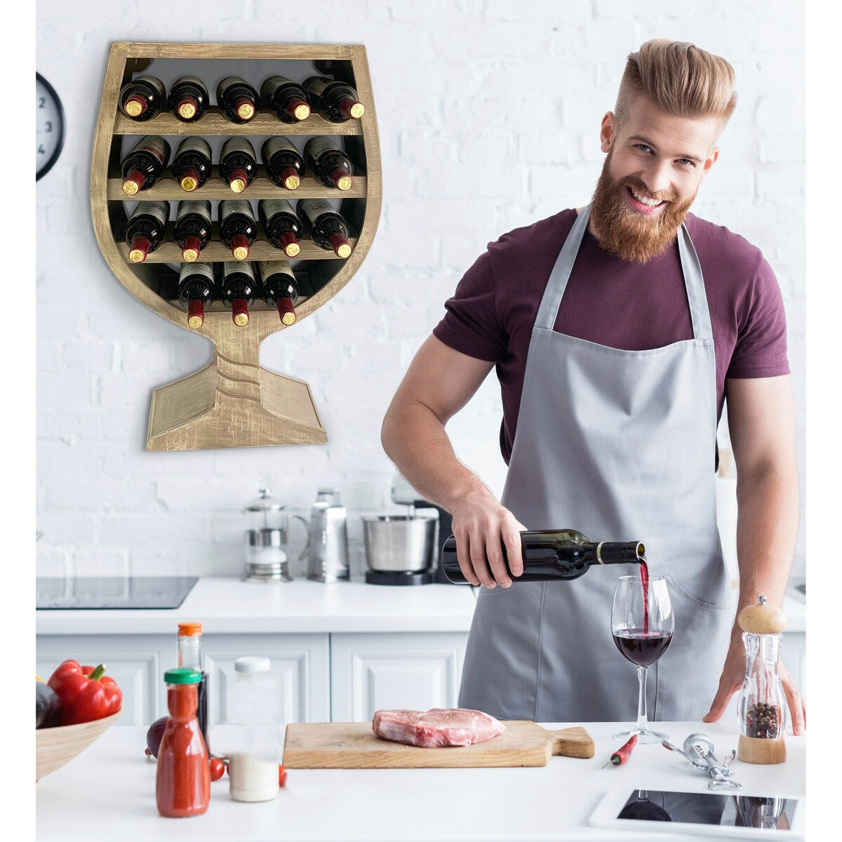 CoTa Global Modern Wine Glass Shaped Wall Mounted Wine Rack - 21 x 7.7 x 31.3 inches