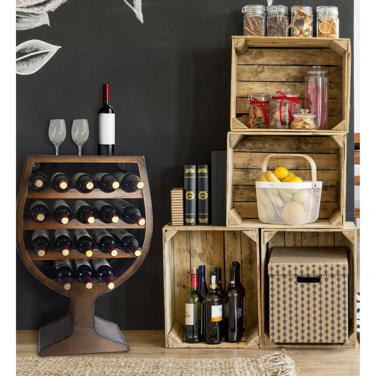 CoTa Global Modern Wine Glass Shaped Wall Mounted Wine Rack - 21 x 7.7 x 31.3 inches