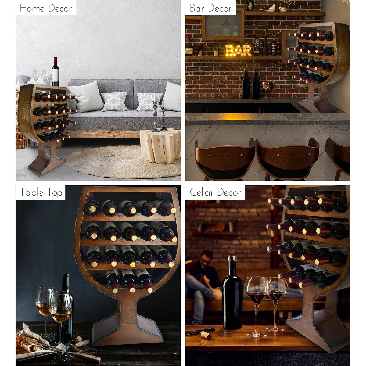 CoTa Global Modern Wine Glass Shaped Wall Mounted Wine Rack - 21 x 7.7 x 31.3 inches