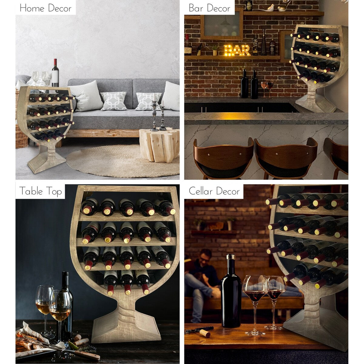 CoTa Global Modern Wine Glass Shaped Wall Mounted Wine Rack - 21 x 7.7 x 31.3 inches