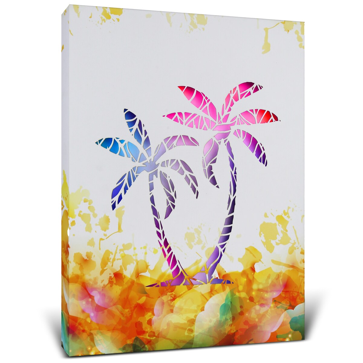 CoTa Global Palm Tree Light Up LED Wall Art - Fun Changing Color LED - 15.75Lx11.9Wx1H inches