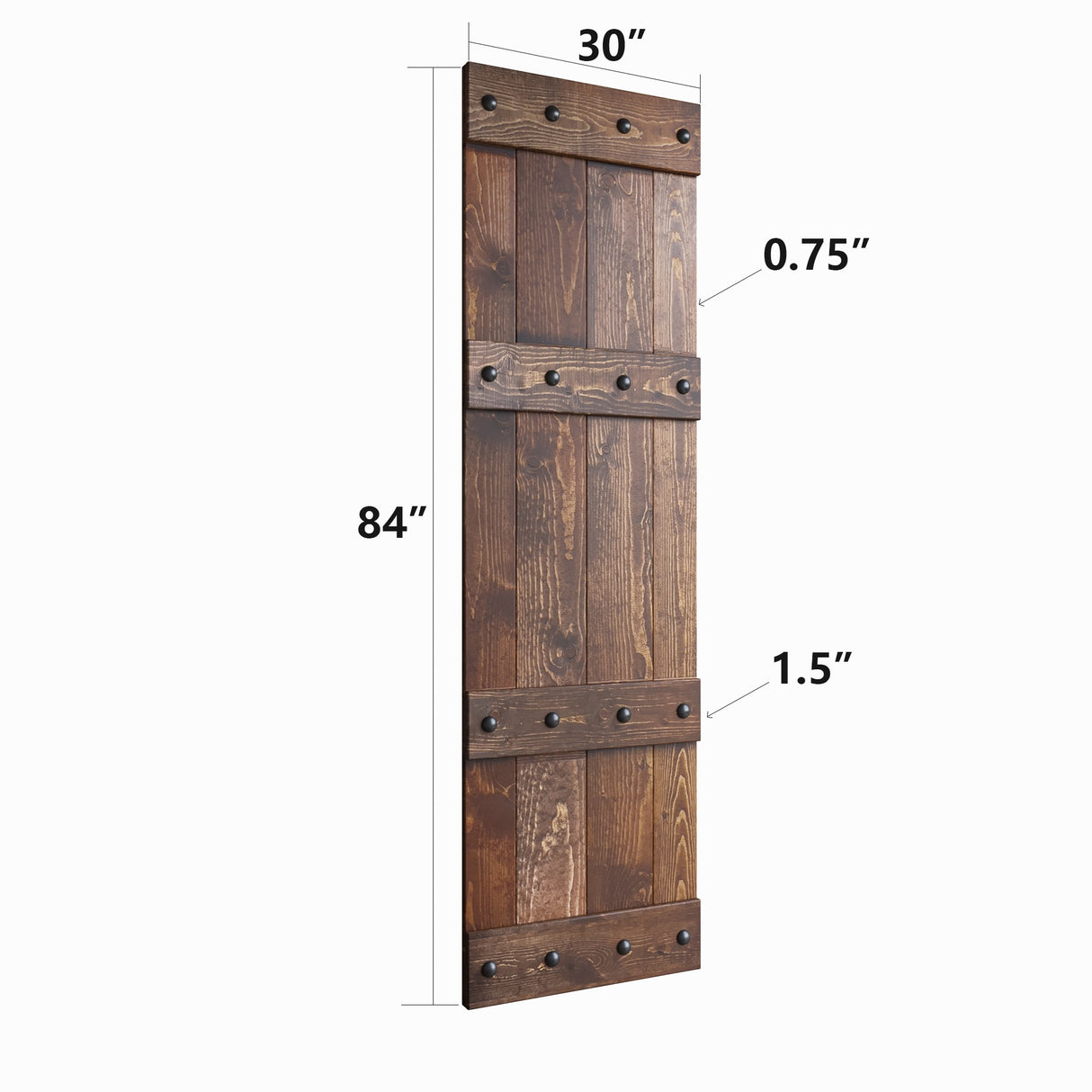 Coast Sequoia 24in./30in./36in. x 84in. Castle Series Pine Wood Sliding Barn Door With Hardware Kit