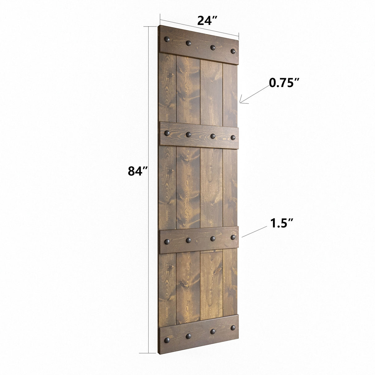 Coast Sequoia 24in./30in./36in. x 84in. Castle Series Pine Wood Sliding Barn Door With Hardware Kit