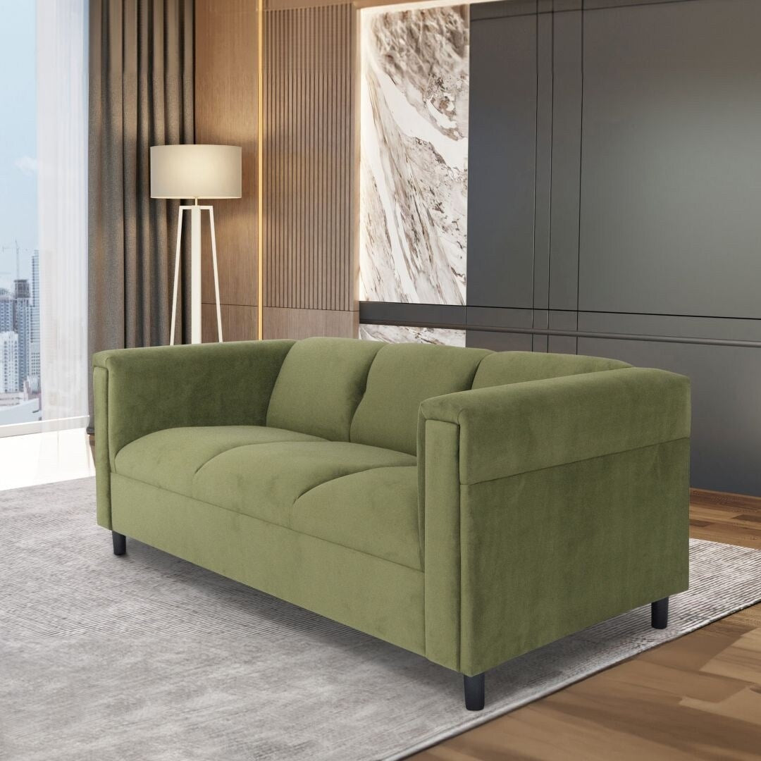 Coast to Coast Sofas Mid Century Modern 3 Seater Sofa Suede Solid Wood Frame Upholstered