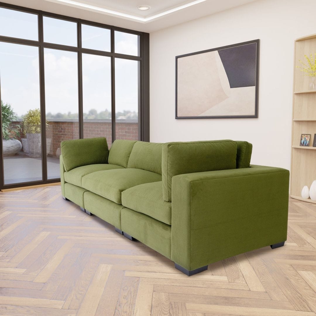 Coast to Coast Sofas Contemporary 3 Seater Sofa Polyester Fabric Solid Wood Frame Upholstered