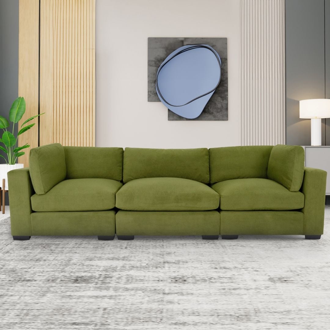 Coast to Coast Sofas Contemporary 3 Seater Sofa Polyester Fabric Solid Wood Frame Upholstered