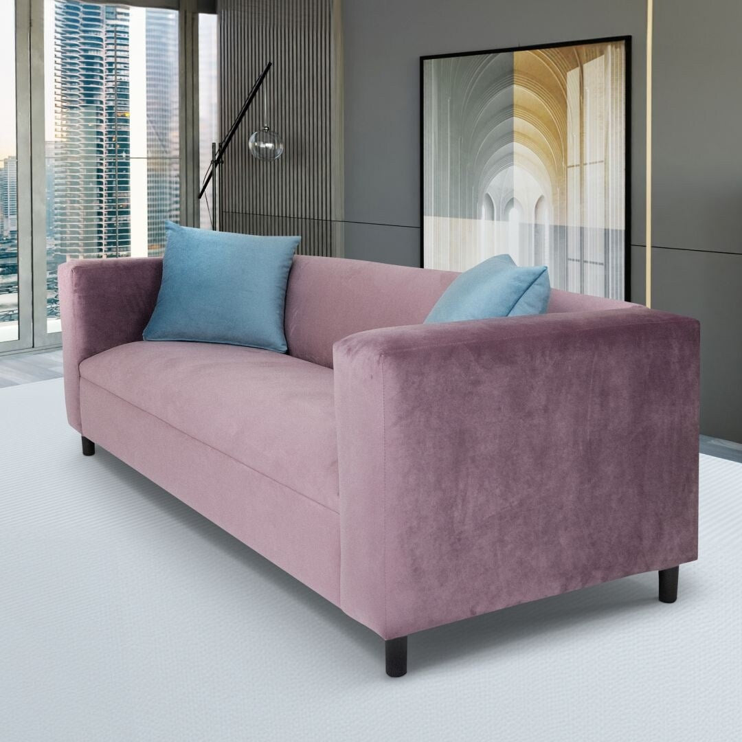 Coast to Coast Sofas Mid Century Modern 3 Seater Sofa Velvet Solid Wood Frame Upholstered