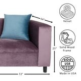 Coast to Coast Sofas Mid Century Modern 3 Seater Sofa Velvet Solid Wood Frame Upholstered