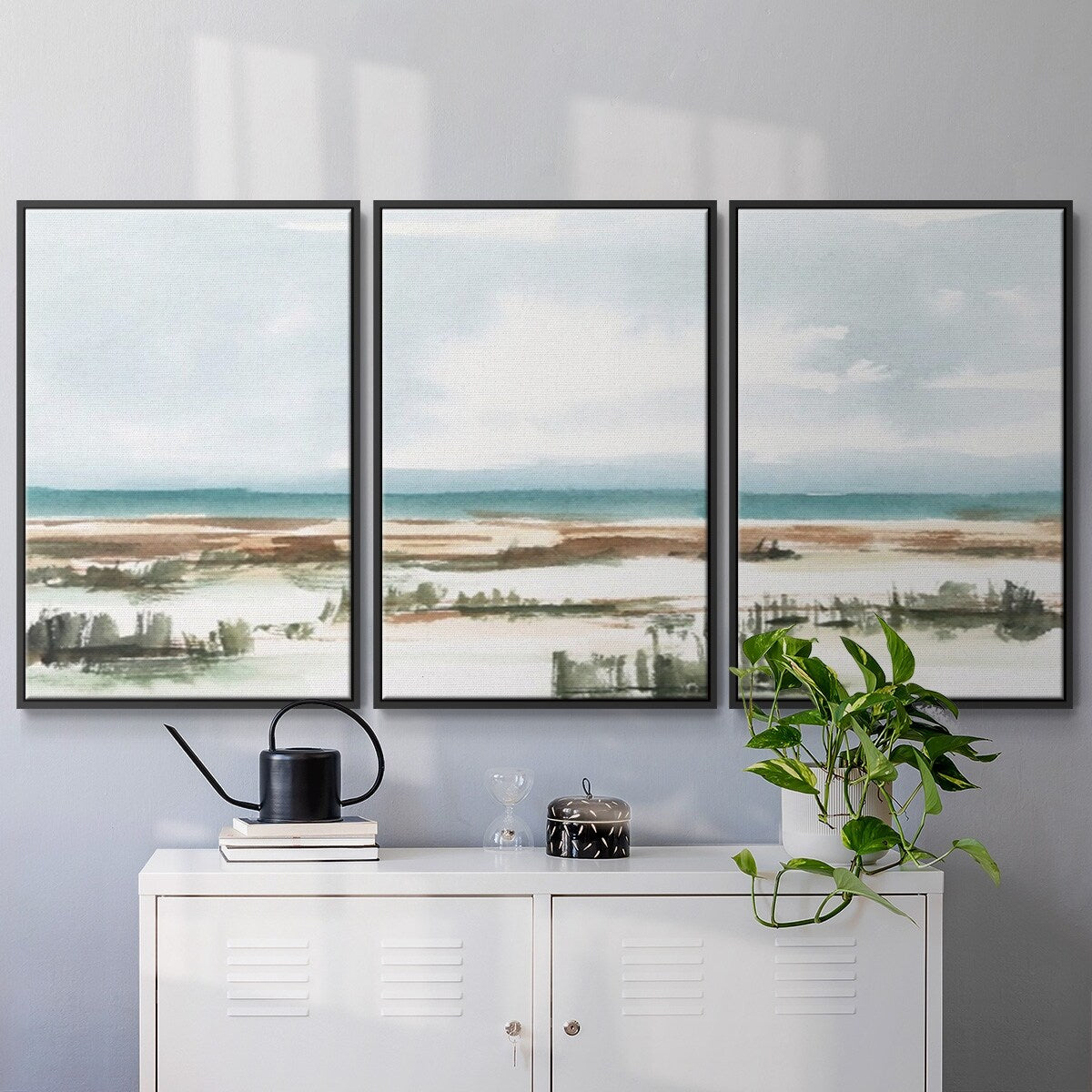 Coastal Wetlands Watercolor I - Multi Piece Framed Canvas